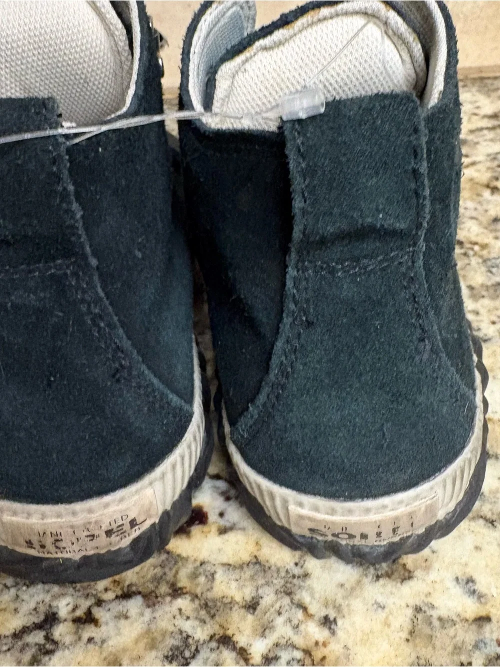 Sorel Kids Black Suede Waterproof Lace-Up Rain Boots